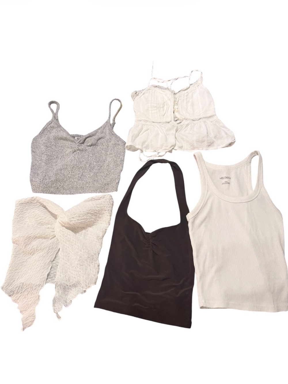 Bundle of 5 Women's Tank Tops and‎ Wraps - White, Cream, Gray, Black